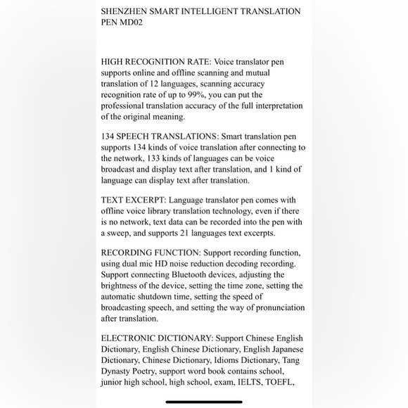 Smart Scan Translation Pen Text Reading Pen 112 Language Translator Devi… - Picture 5 of 5